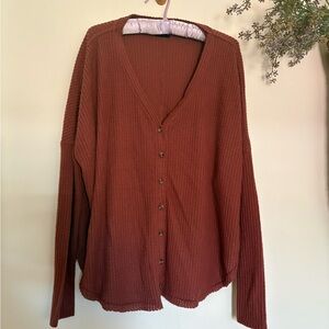 Urban Outfitters Terracotta Rust Brown Button-Up Cardigan-Medium